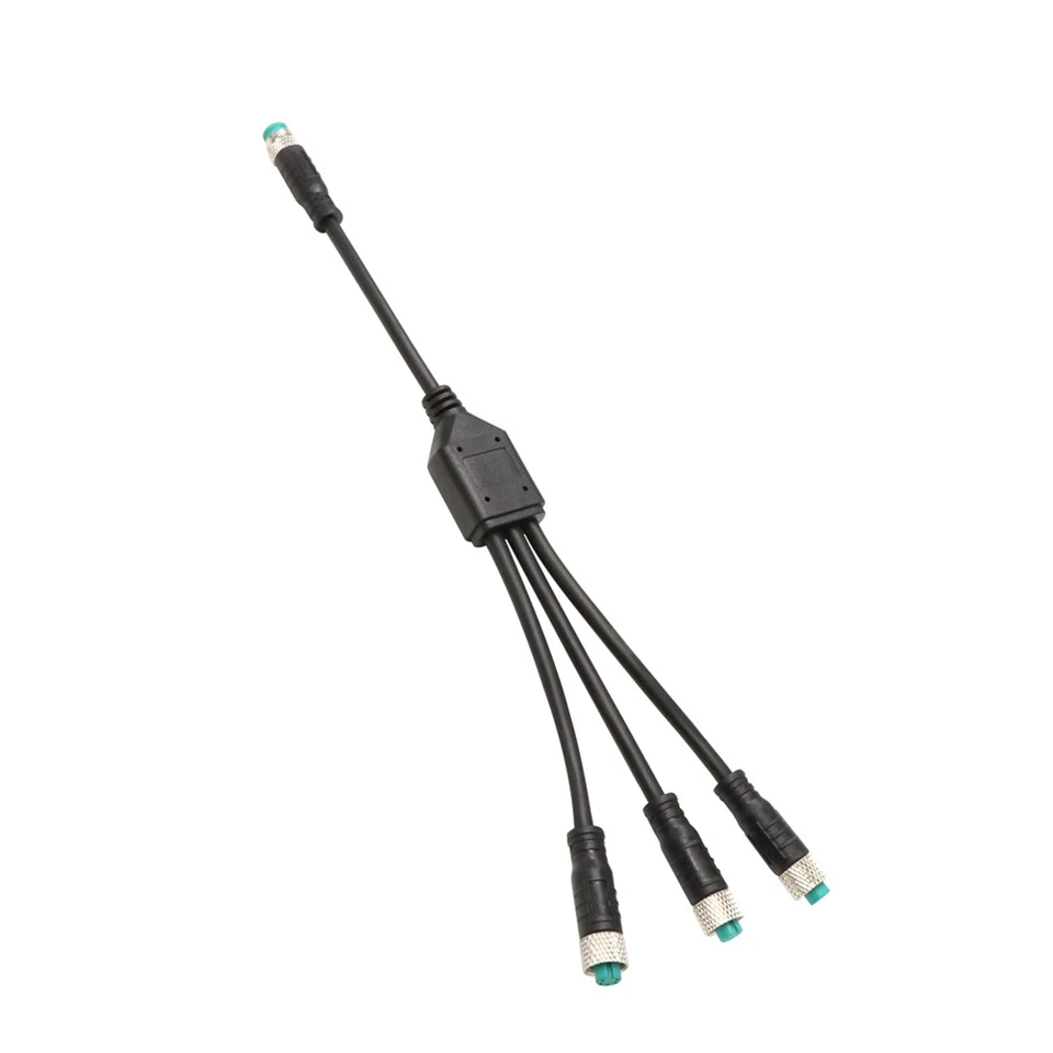 مجموعة كابلات الفضاء الجوي المقاومة للماء من M12 1 إلى 2-4 منافذ على شكل Y مع كابل رئيسي 5.5 مم IP67