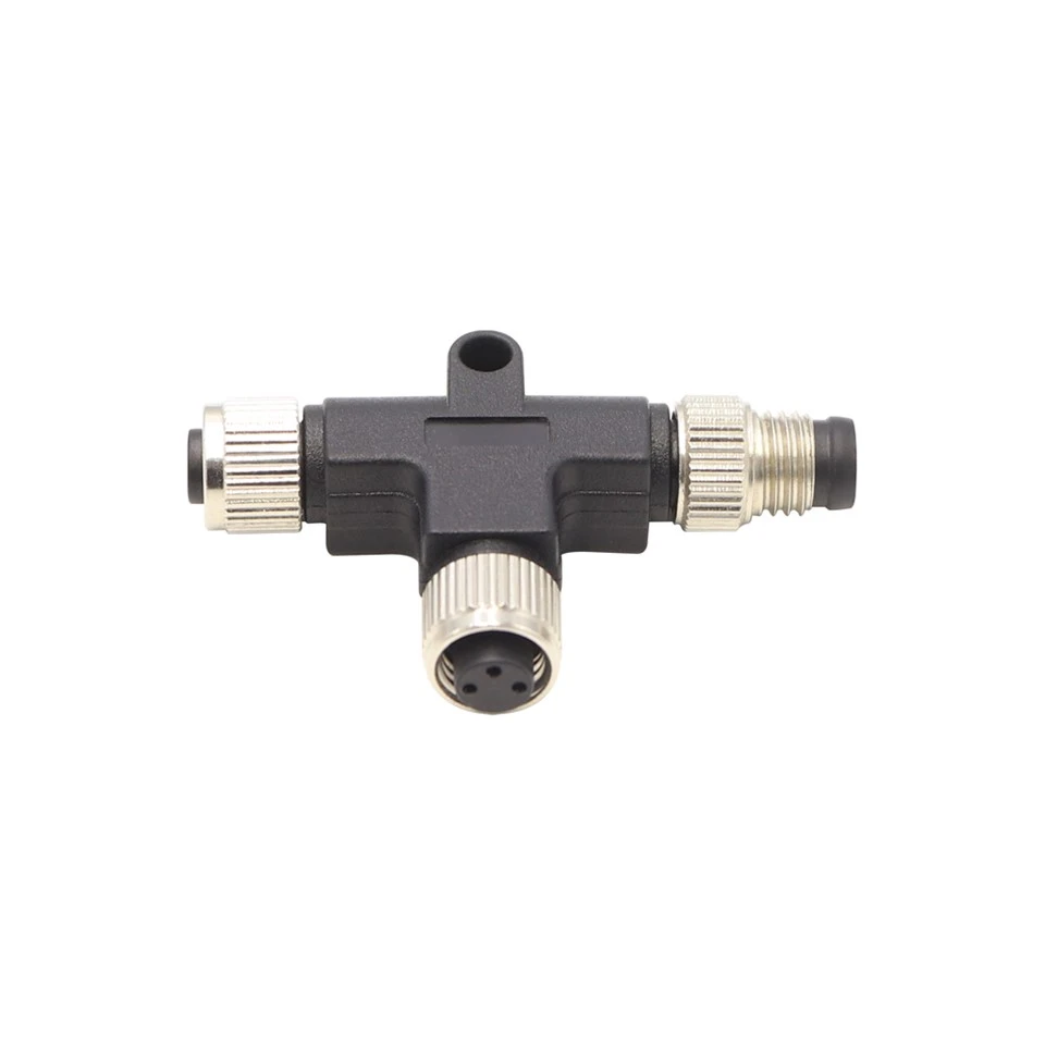 M8 2-4 دبوس ذكر/أنثى متكامل T- موصل تجميع كابل النوع IP67